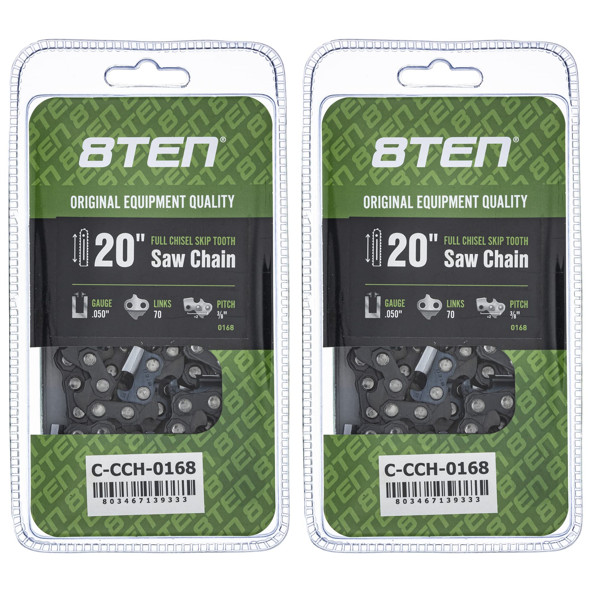 Amazon.com : 8TEN Full Chisel Skip Tooth Chainsaw Chain 20 Inch